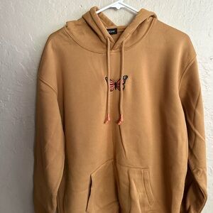 Butterfly Embroidered Tan Hoodie